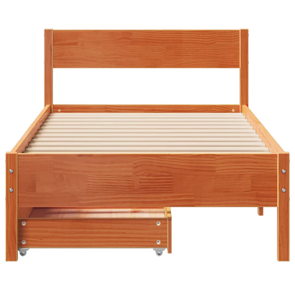 sengeramme uden madras 100x200 cm massivt fyrretræ gyldenbrun