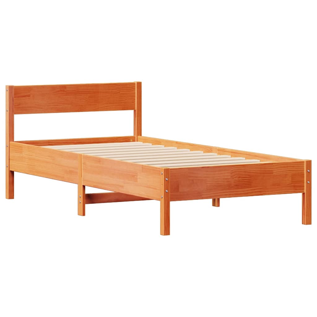sengeramme uden madras 100x200 cm massivt fyrretræ gyldenbrun