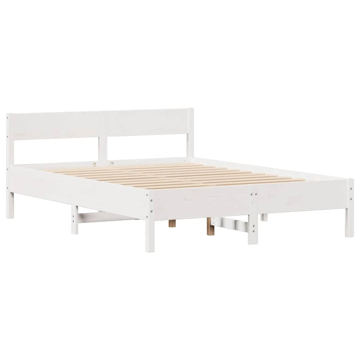 sengeramme uden madras 140x190 cm massivt fyrretræ hvid
