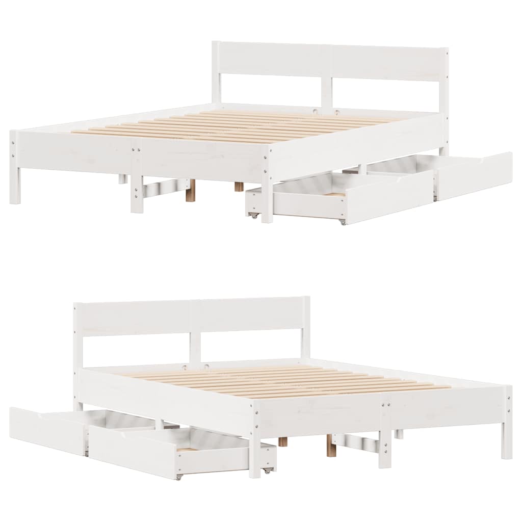 sengeramme uden madras 140x190 cm massivt fyrretræ hvid