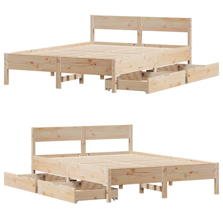 sengeramme uden madras 135x190 cm massivt fyrretræ hvid