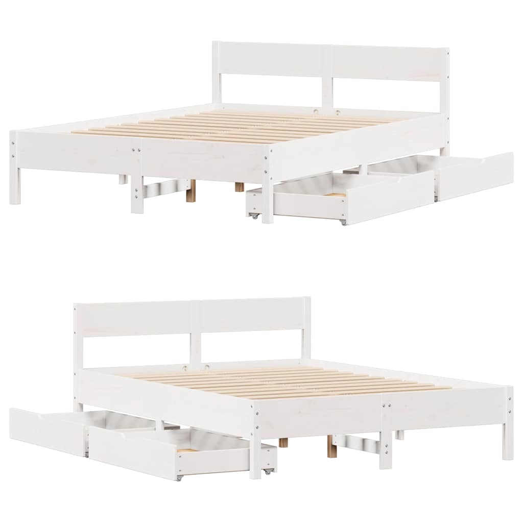 sengeramme uden madras 120x190 cm massivt fyrretræ hvid
