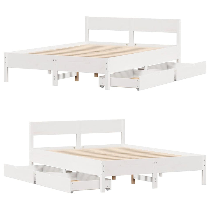 sengeramme uden madras 120x190 cm massivt fyrretræ hvid