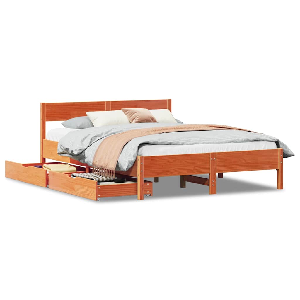 sengeramme uden madras 120x190 cm massivt fyrretræ gyldenbrun