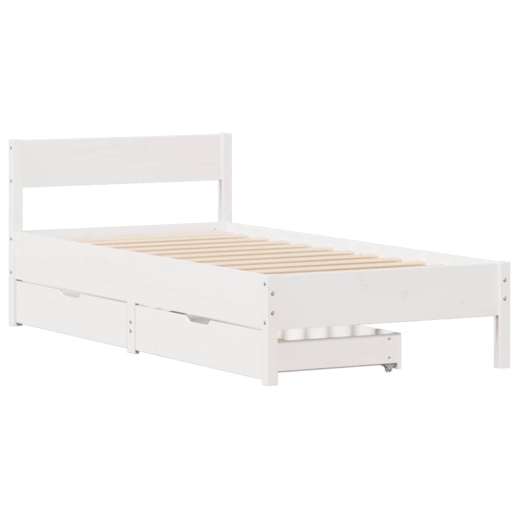 sengeramme uden madras 90x190 cm massivt fyrretræ hvid