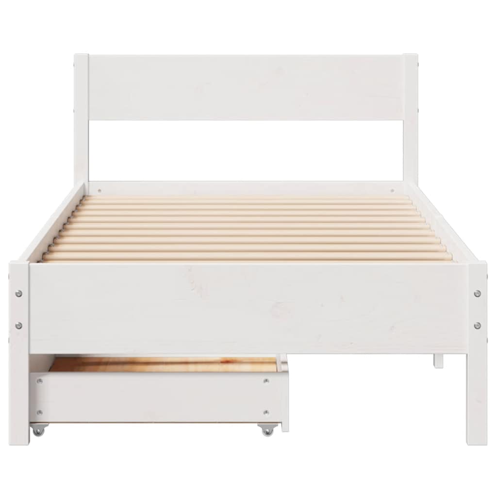sengeramme uden madras 90x190 cm massivt fyrretræ hvid