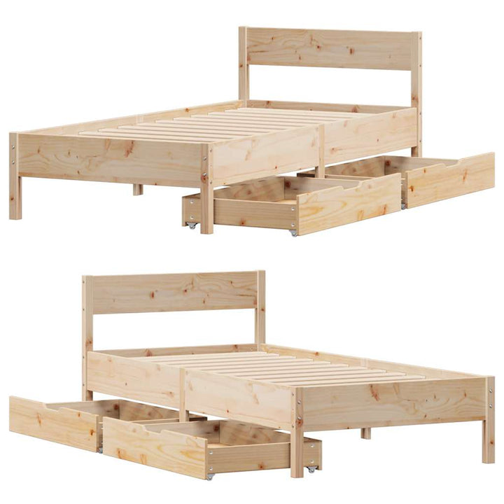 sengeramme uden madras 75x190 cm massivt fyrretræ
