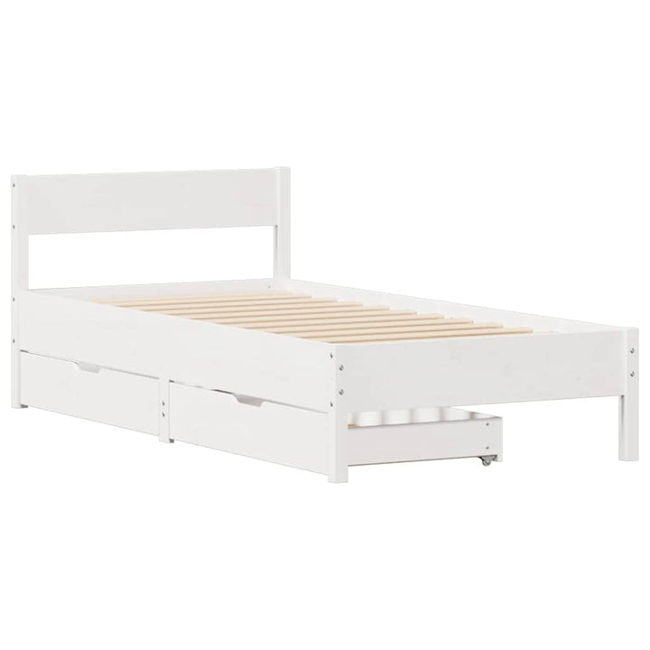 sengeramme uden madras 75x190 cm massivt fyrretræ hvid