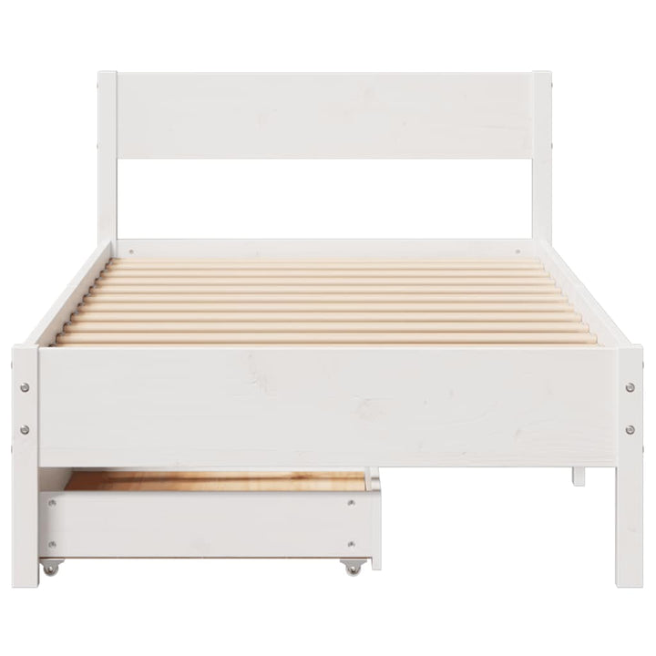 sengeramme uden madras 75x190 cm massivt fyrretræ hvid