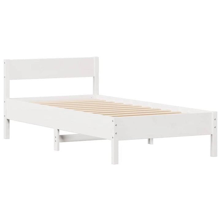 sengeramme uden madras 75x190 cm massivt fyrretræ hvid