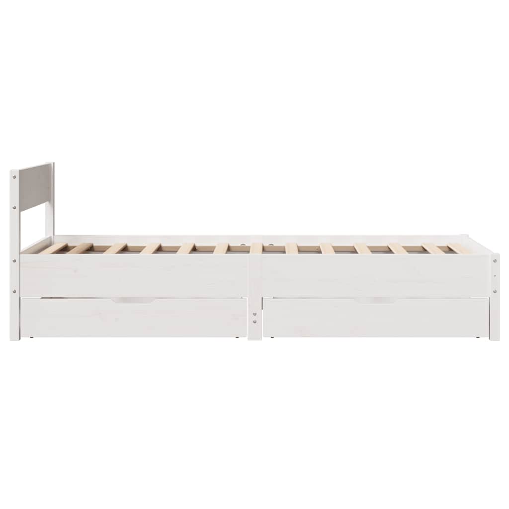 sengeramme uden madras 75x190 cm massivt fyrretræ hvid