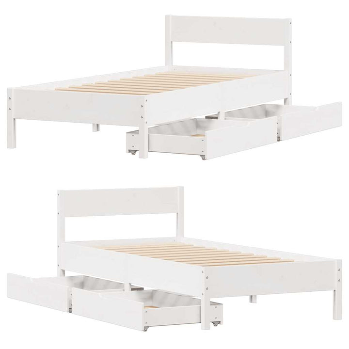 sengeramme uden madras 75x190 cm massivt fyrretræ hvid