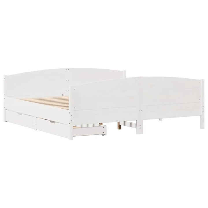 sengeramme uden madras 200x200 cm massivt fyrretræ hvid