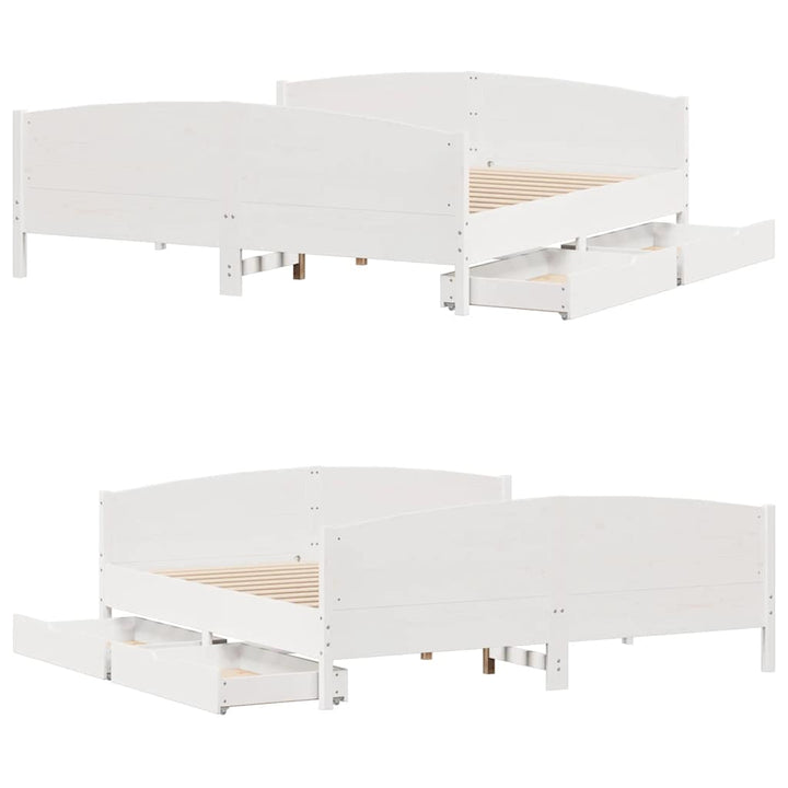 sengeramme uden madras 200x200 cm massivt fyrretræ hvid