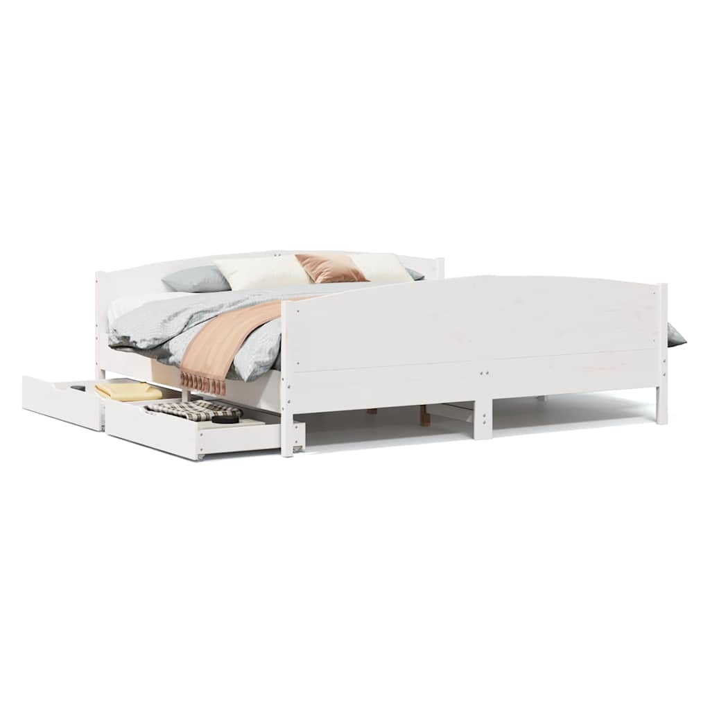 sengeramme uden madras 180x200 cm massivt fyrretræ hvid