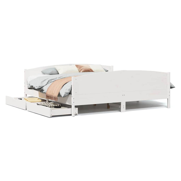 sengeramme uden madras 180x200 cm massivt fyrretræ hvid