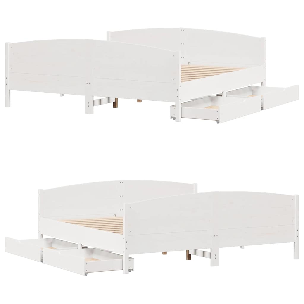sengeramme uden madras 180x200 cm massivt fyrretræ hvid