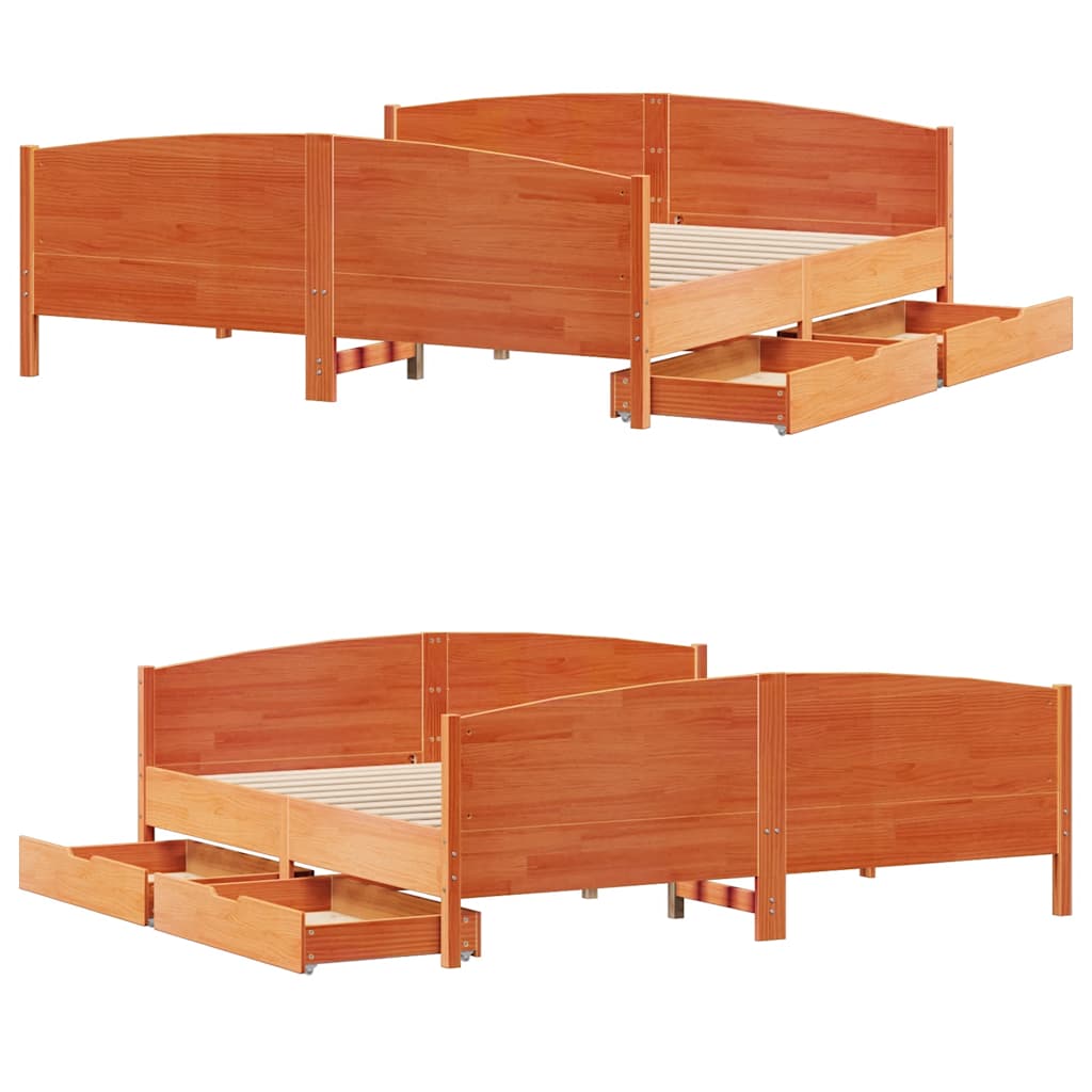 sengeramme uden madras 180x200 cm massivt fyrretræ gyldenbrun