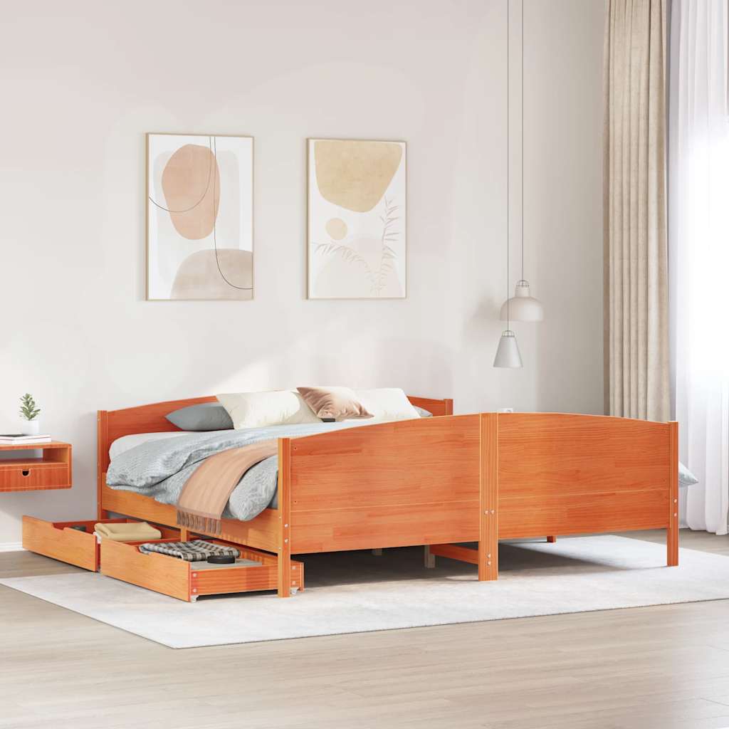 sengeramme uden madras 180x200 cm massivt fyrretræ gyldenbrun