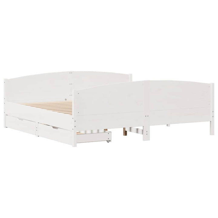 sengeramme uden madras 160x200 cm massivt fyrretræ hvid