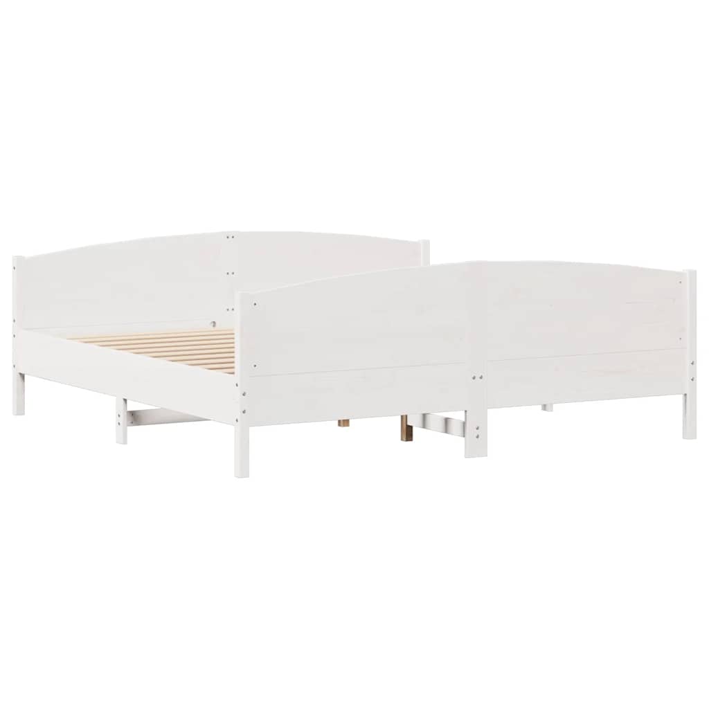 sengeramme uden madras 160x200 cm massivt fyrretræ hvid