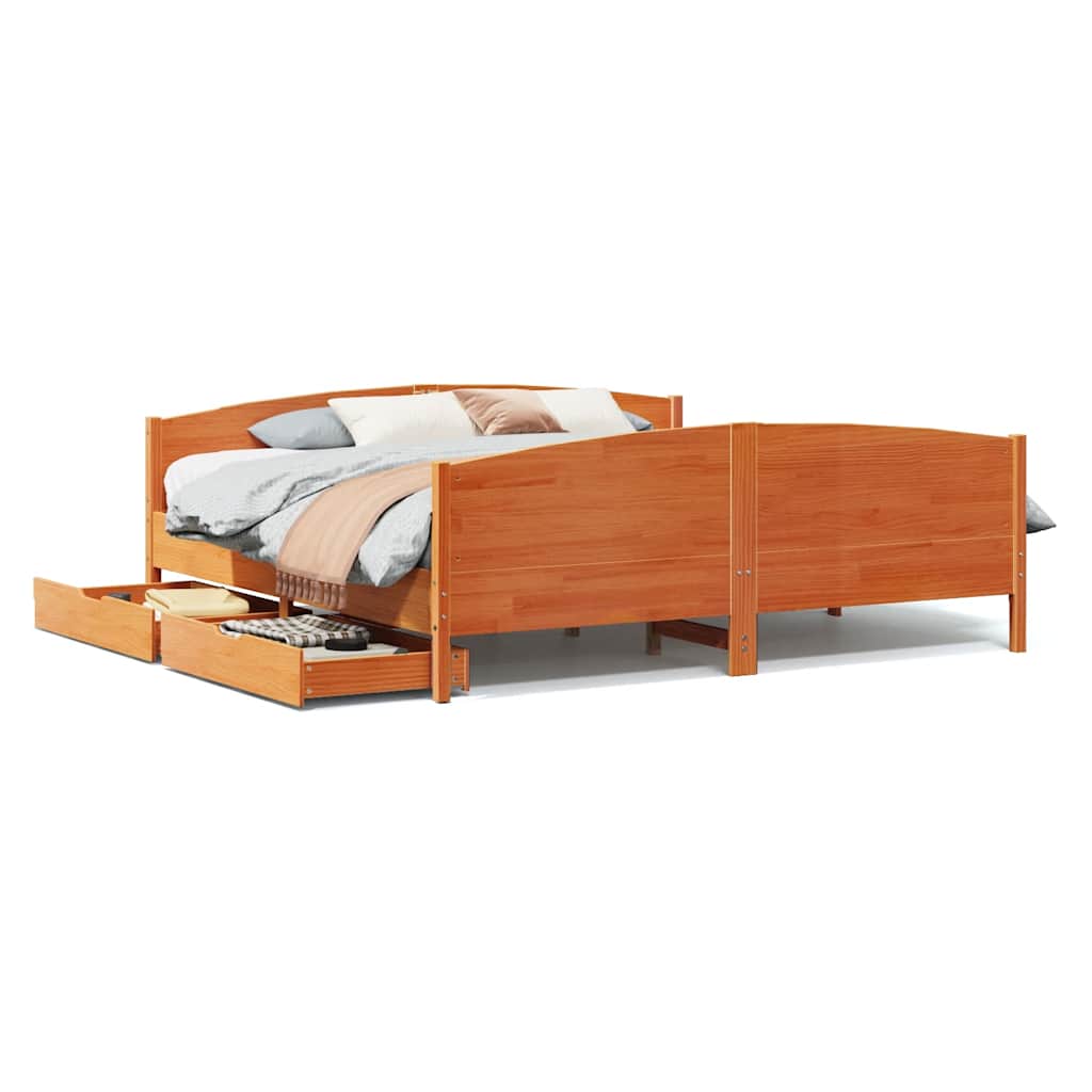 sengeramme uden madras 160x200 cm massivt fyrretræ gyldenbrun