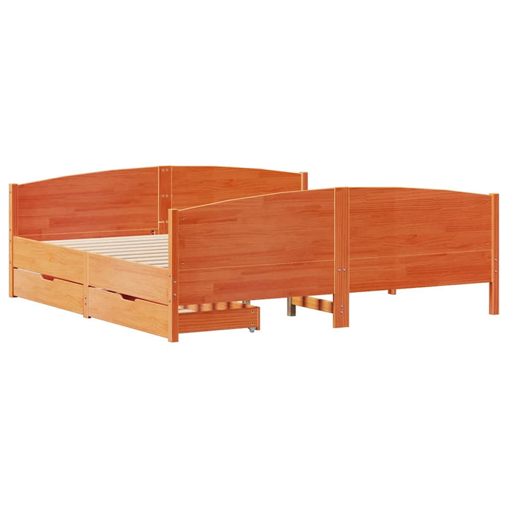 sengeramme uden madras 160x200 cm massivt fyrretræ gyldenbrun