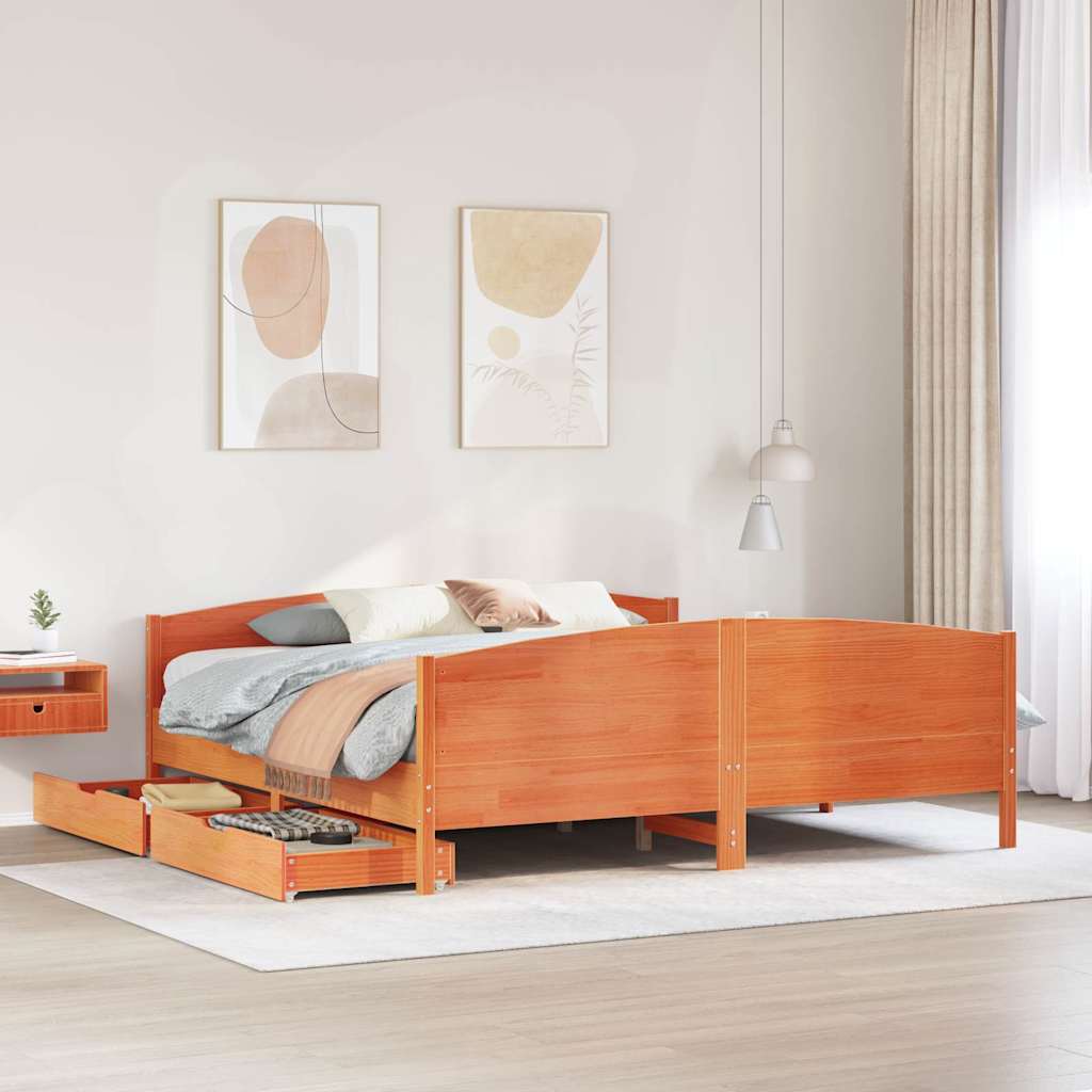 sengeramme uden madras 160x200 cm massivt fyrretræ gyldenbrun