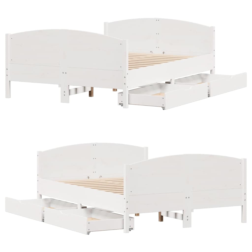 sengeramme uden madras 150x200 cm massivt fyrretræ hvid