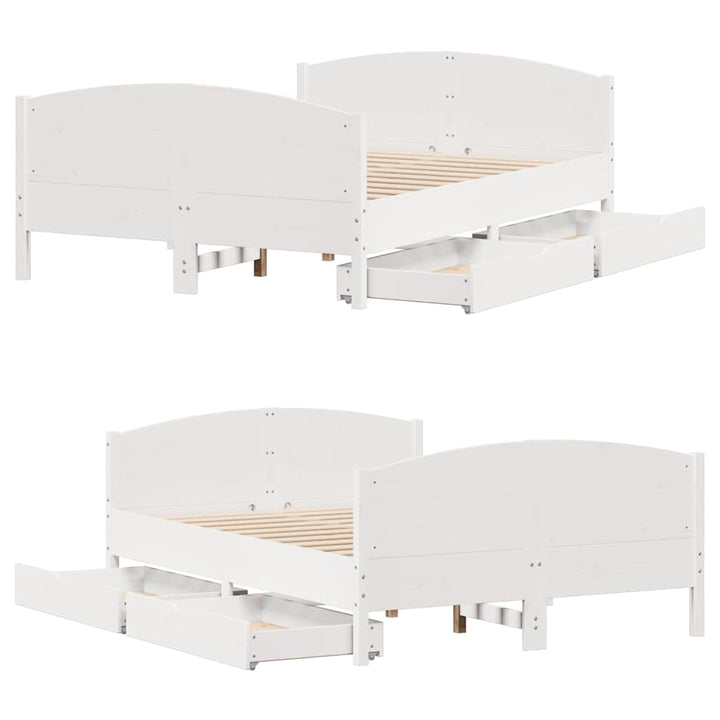 sengeramme uden madras 150x200 cm massivt fyrretræ hvid
