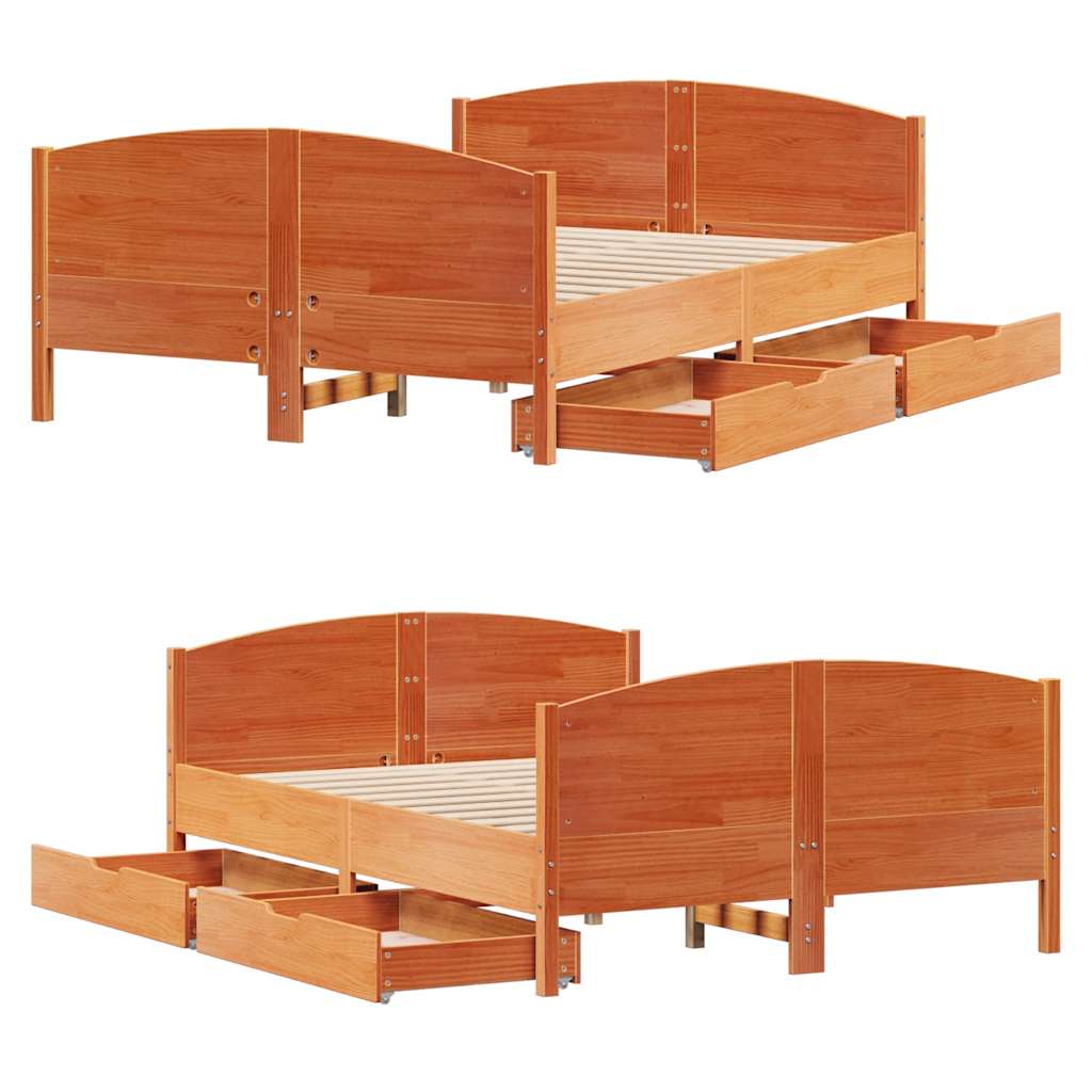 sengeramme uden madras 140x200 cm massivt fyr gyldenbrun