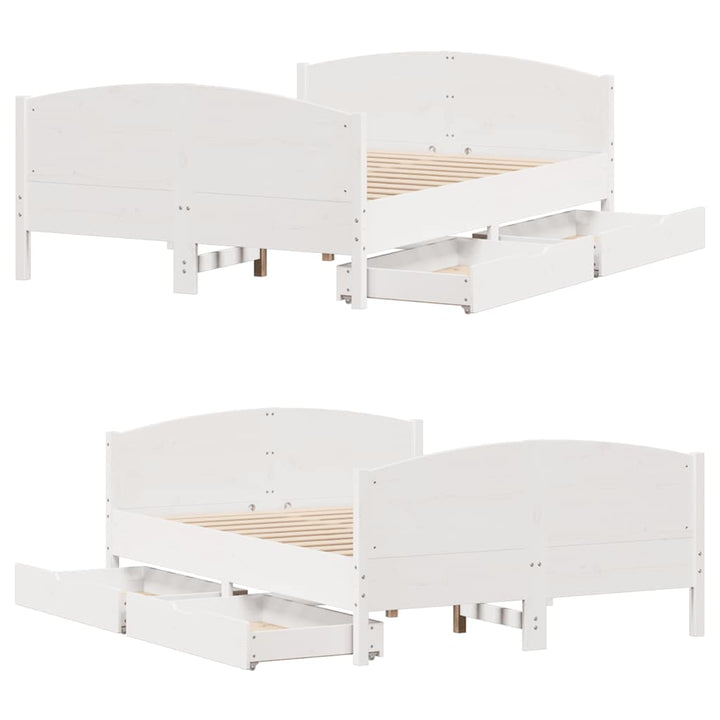 sengeramme uden madras 120x200 cm massivt fyrretræ hvid