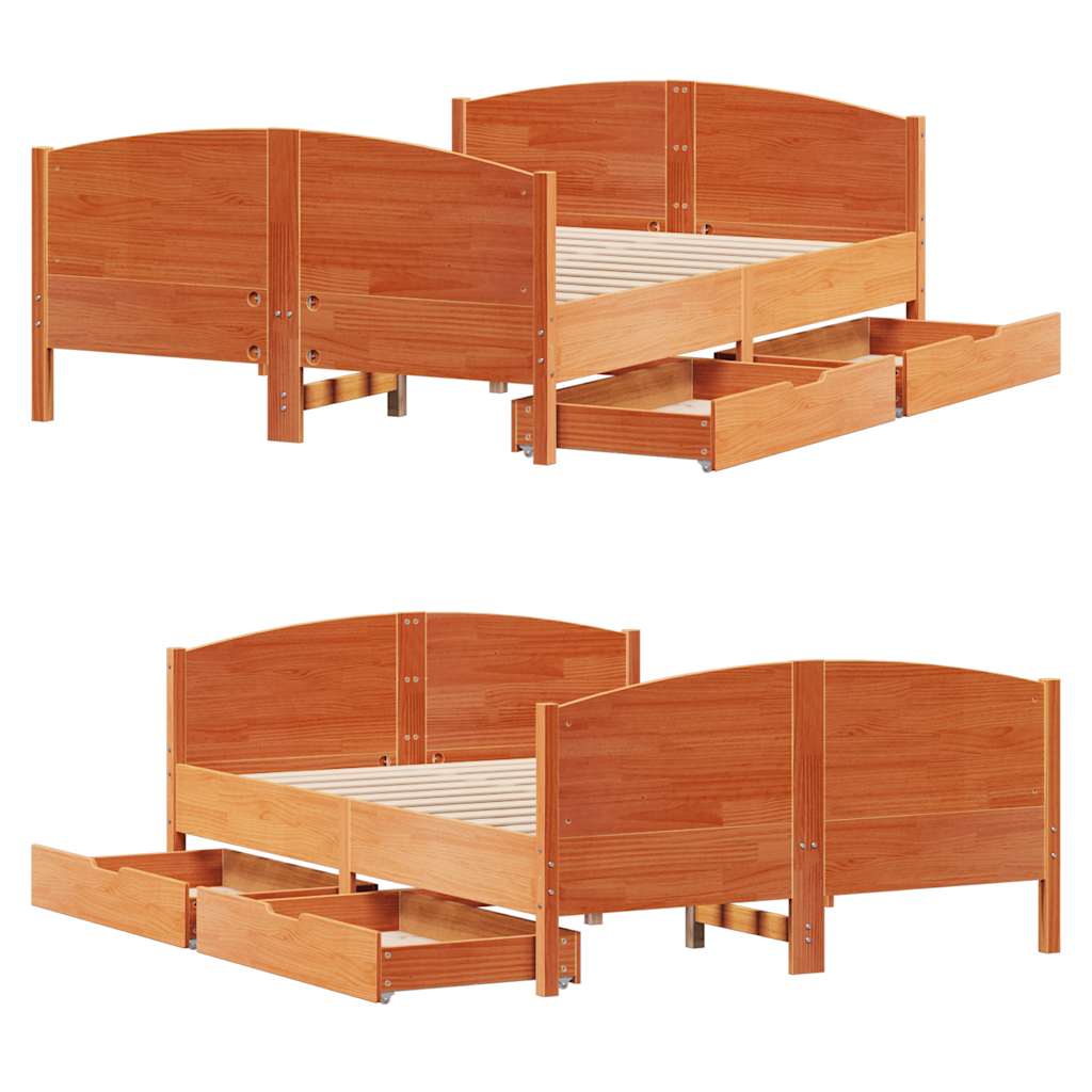 sengeramme uden madras 120x200 cm massivt fyrretræ gyldenbrun