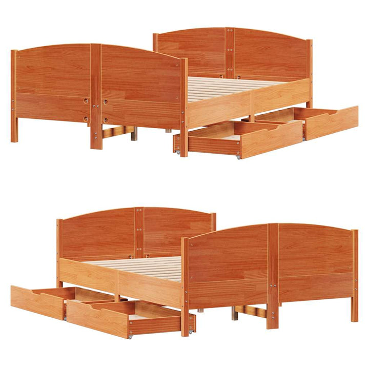 sengeramme uden madras 120x200 cm massivt fyrretræ gyldenbrun