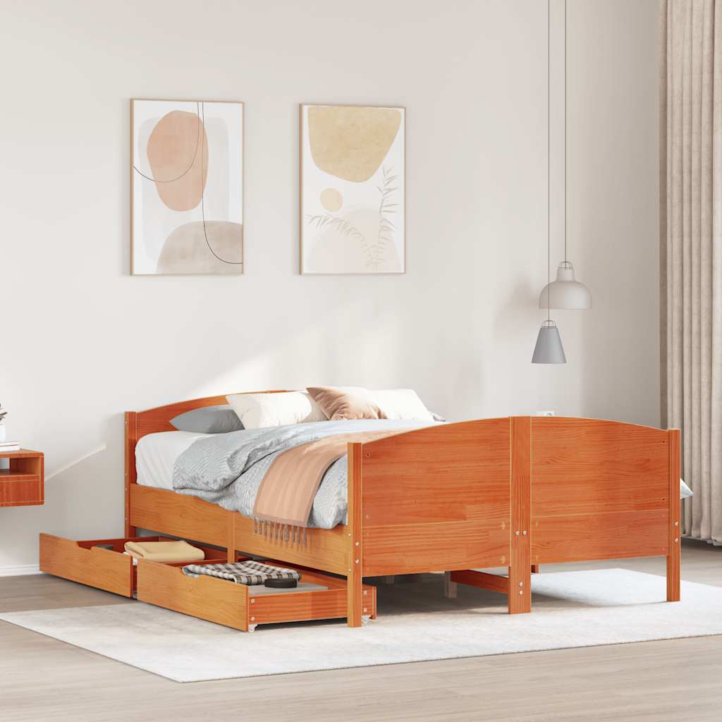 sengeramme uden madras 120x200 cm massivt fyrretræ gyldenbrun