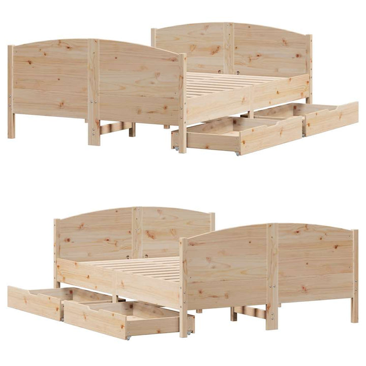 sengeramme uden madras 140x190 cm massivt fyrretræ