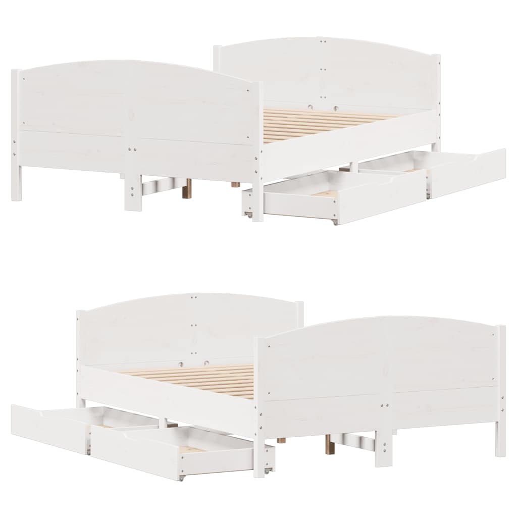 sengeramme uden madras 140x190 cm massivt fyrretræ hvid
