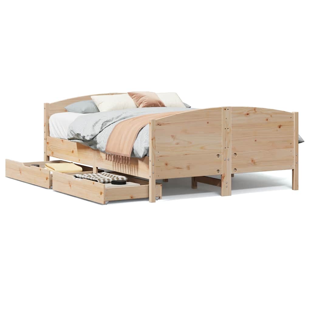 sengeramme uden madras 135x190 cm massivt fyrretræ hvid