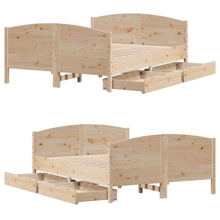 sengeramme uden madras 135x190 cm massivt fyrretræ hvid