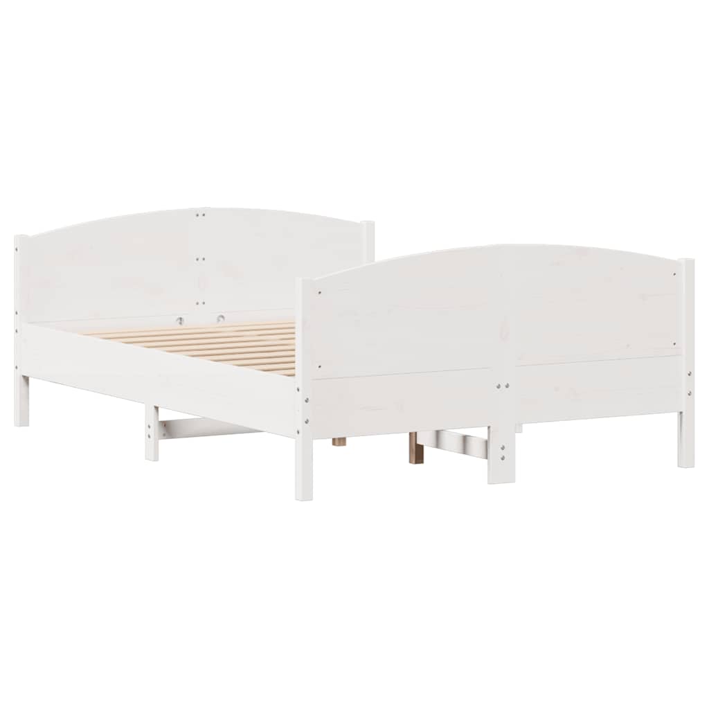 sengeramme uden madras 135x190 cm massivt fyrretræ hvid