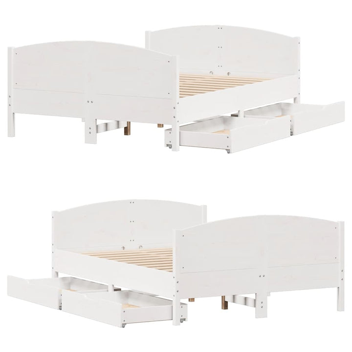 sengeramme uden madras 135x190 cm massivt fyrretræ hvid