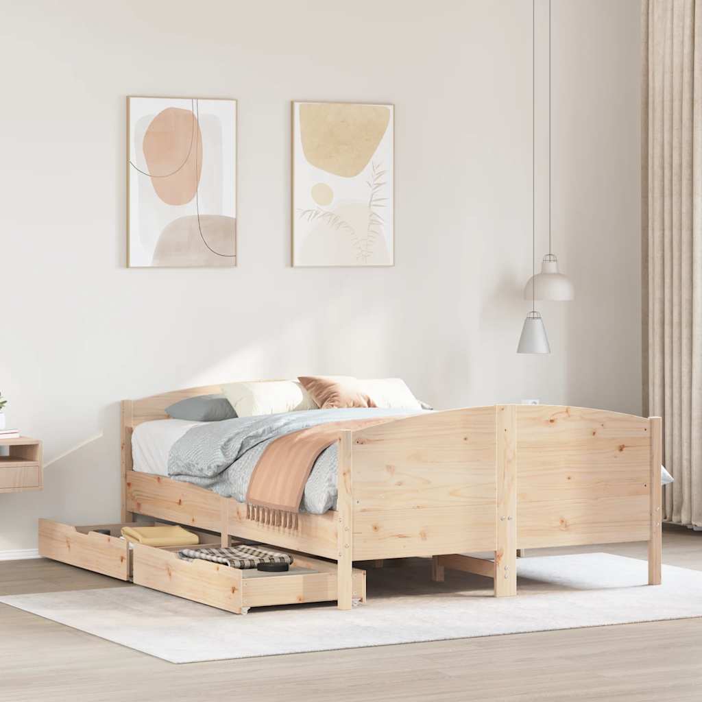 sengeramme uden madras 120x190 cm massivt fyrretræ