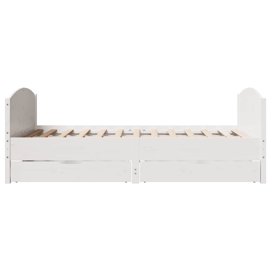sengeramme uden madras 120x190 cm massivt fyrretræ hvid