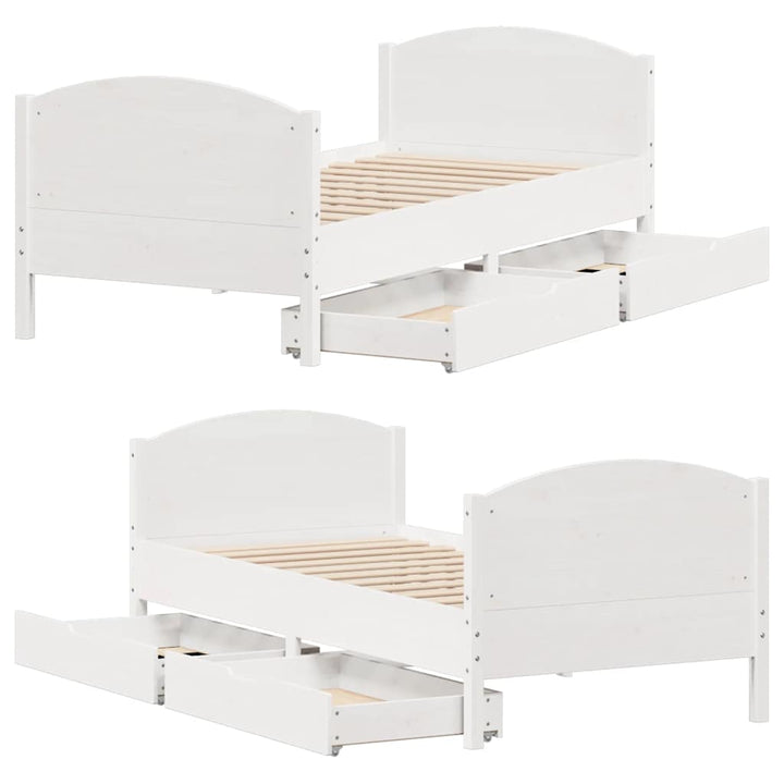 sengeramme uden madras 100x200 cm massivt fyrretræ hvid