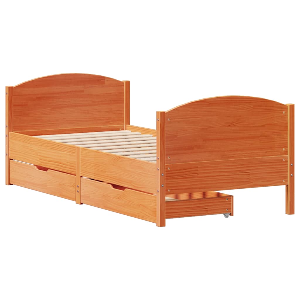 sengeramme uden madras 100x200 cm massivt fyrretræ gyldenbrun