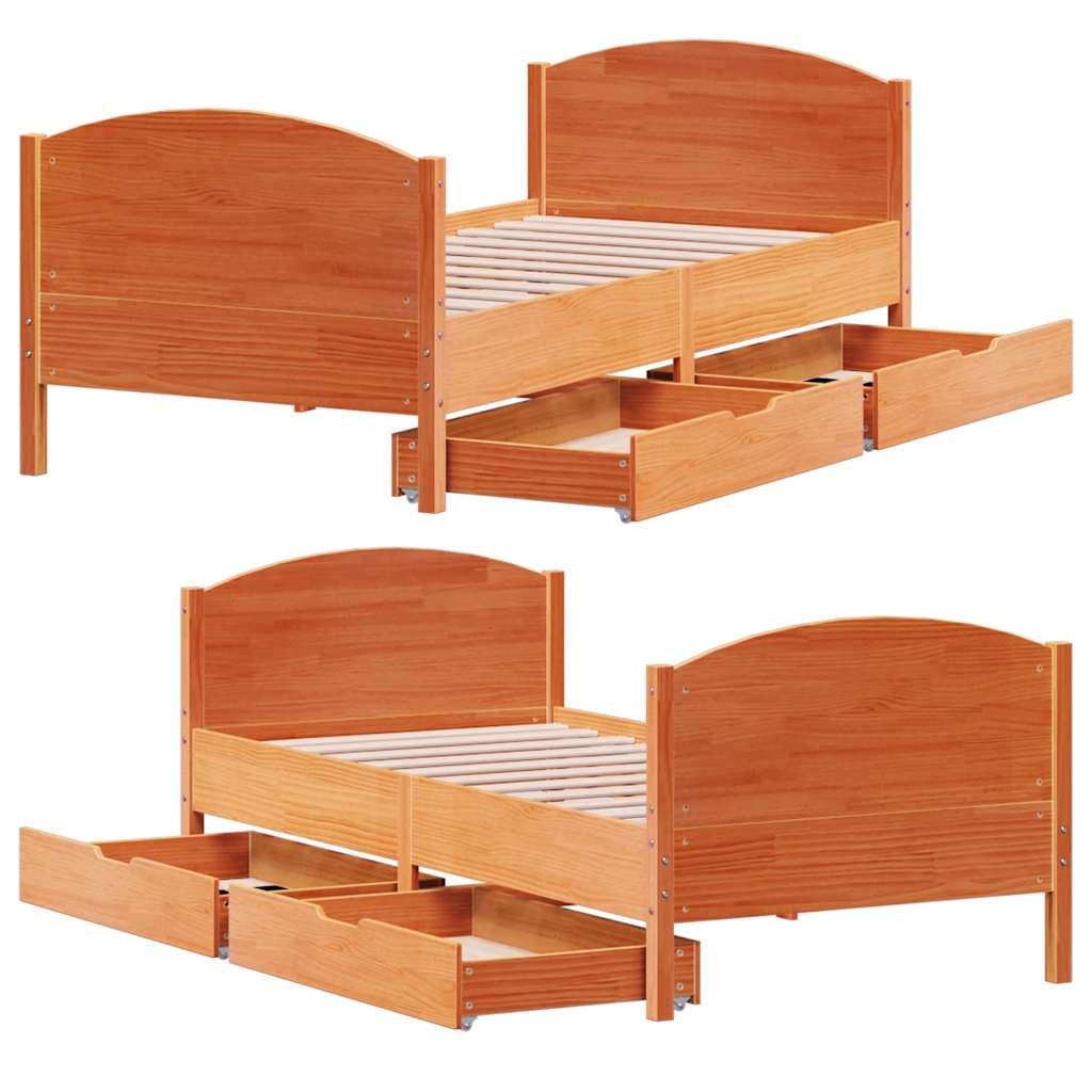 sengeramme uden madras 100x200 cm massivt fyrretræ gyldenbrun