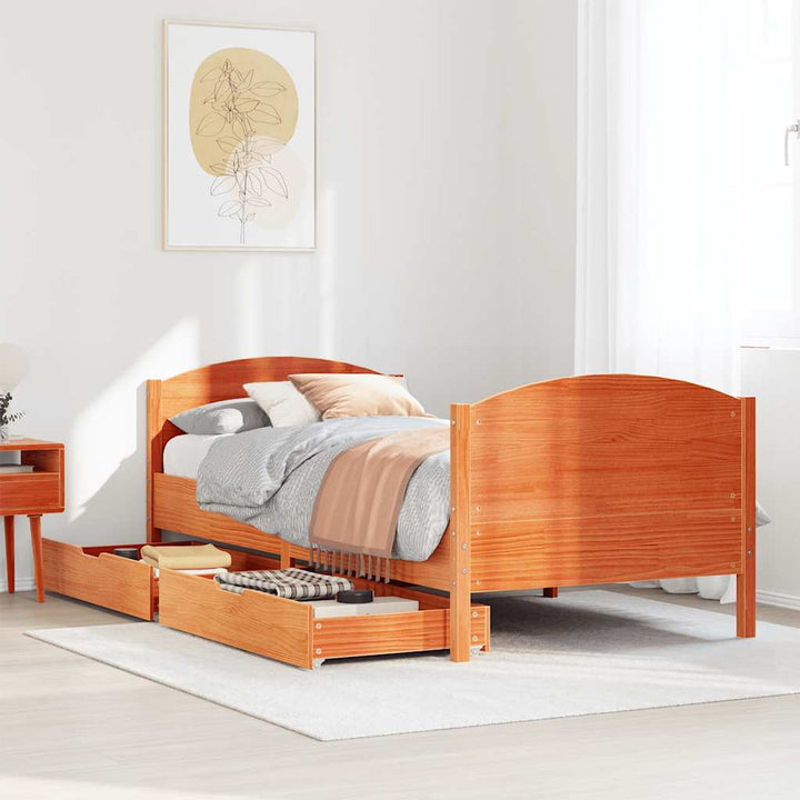 sengeramme uden madras 100x200 cm massivt fyrretræ gyldenbrun