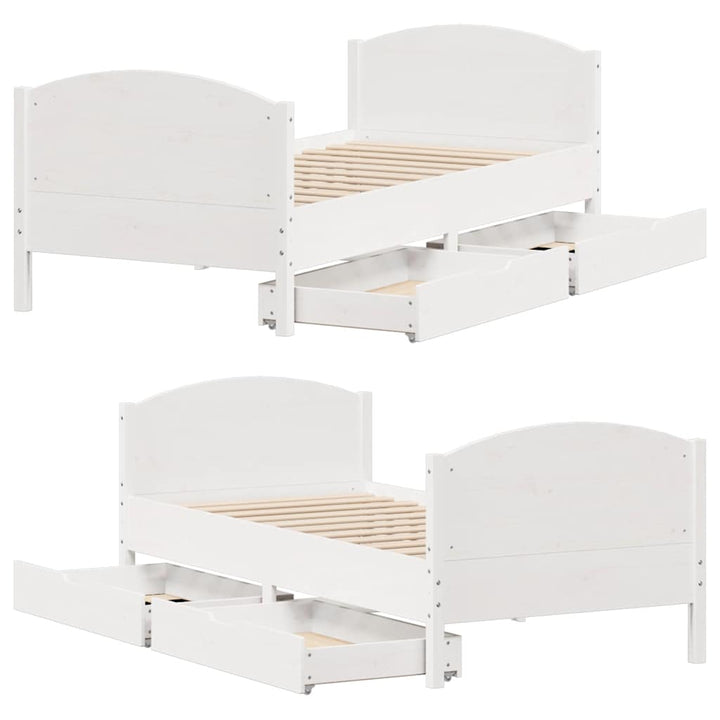 sengeramme uden madras 90x200 cm massivt fyrretræ hvid