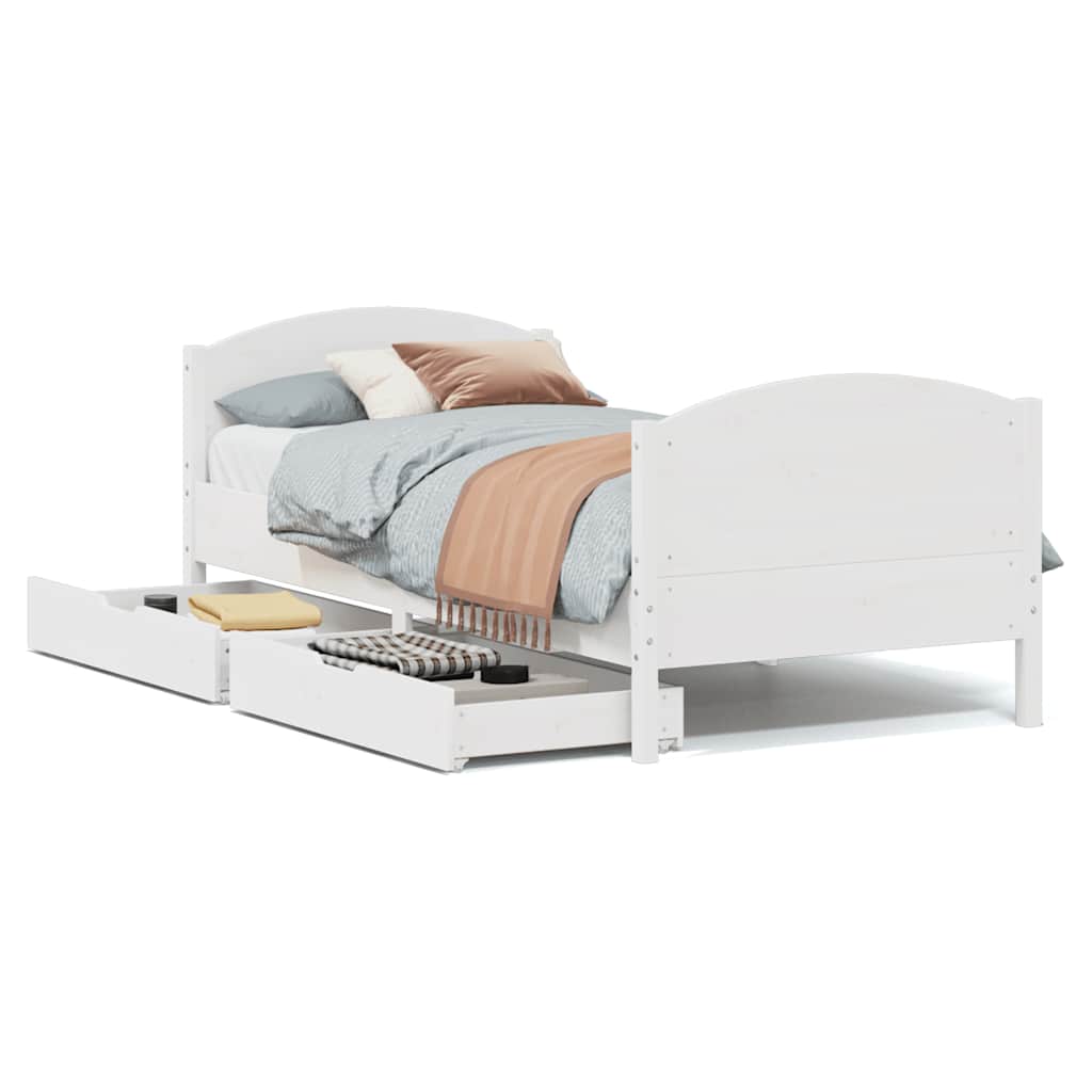 sengeramme uden madras 90x190 cm massivt fyrretræ hvid