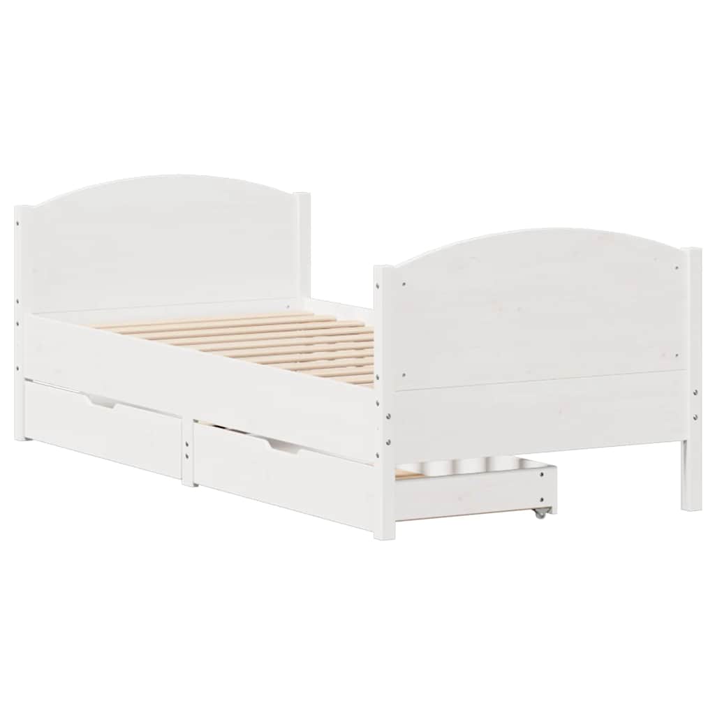 sengeramme uden madras 90x190 cm massivt fyrretræ hvid